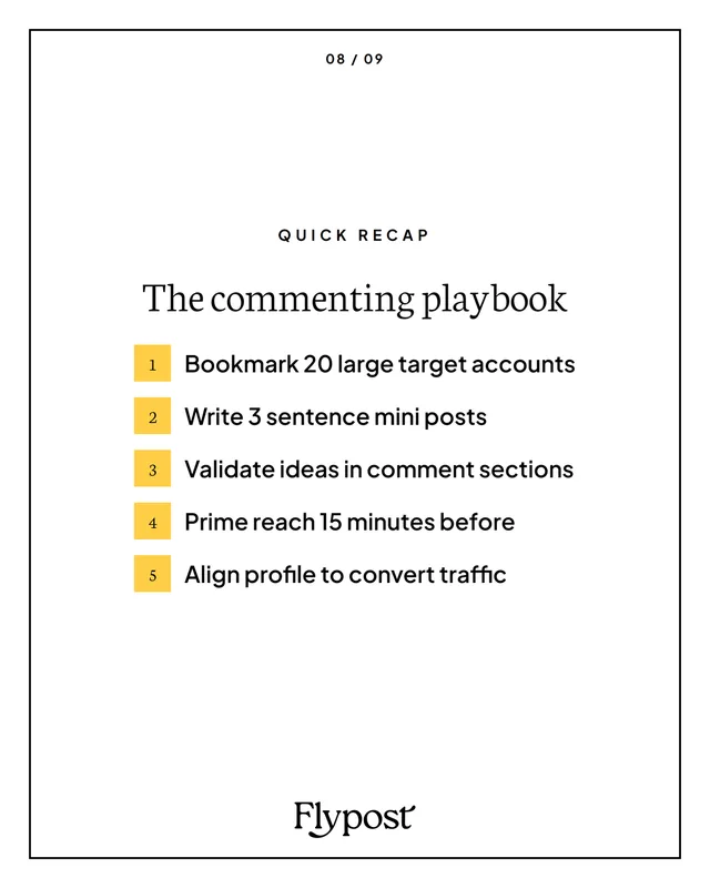 Carousel recap slide: the commenting playbook
