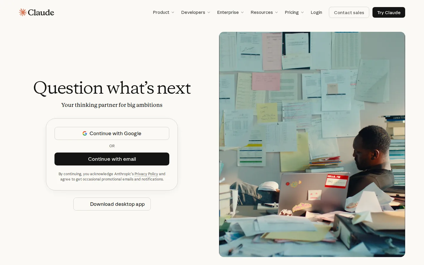 Claude homepage