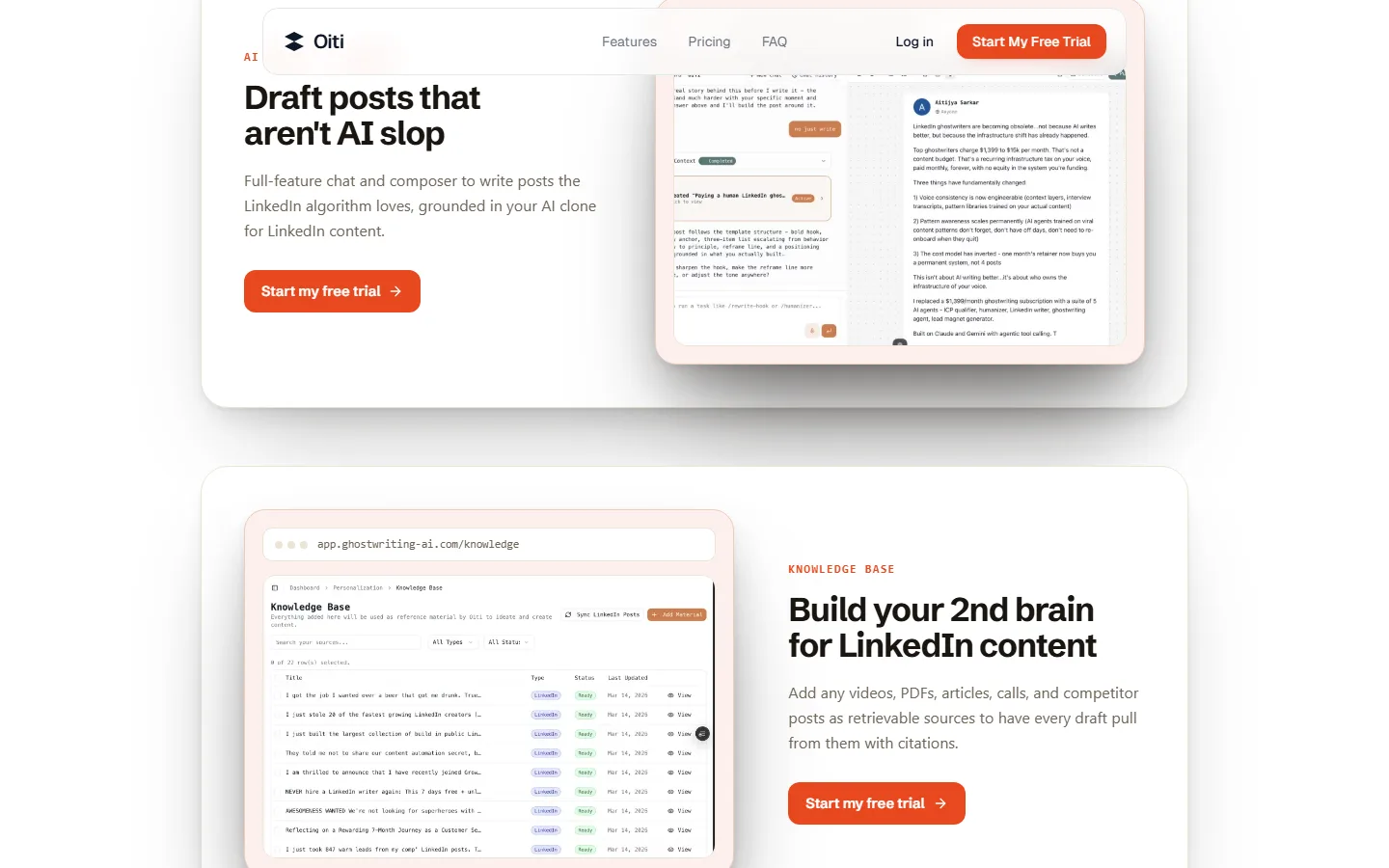 Oiti product screenshots from its website