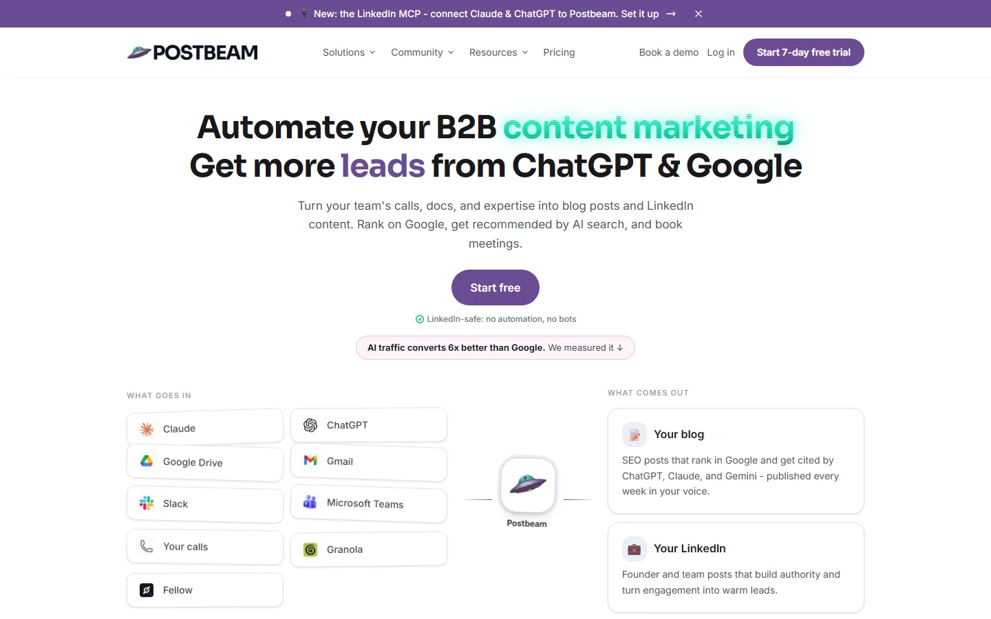 Postbeam homepage